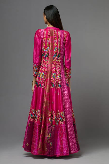 Aum By Asit And Ashima Embroidered Cape With Anarkali 