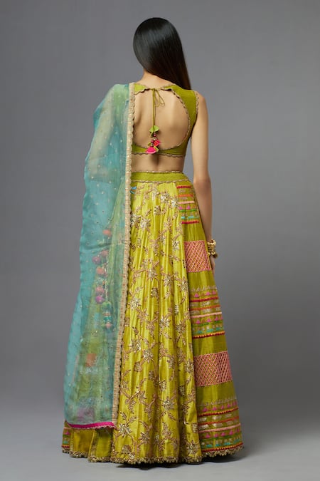 Aum By Asit And Ashima Thread Embroidered Blouse Lehenga Set 