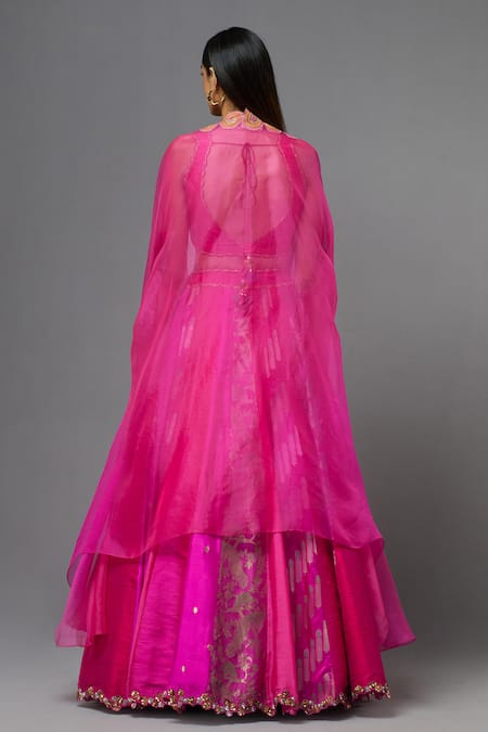 Aum By Asit And Ashima Embroidered Cape Lehenga Set 