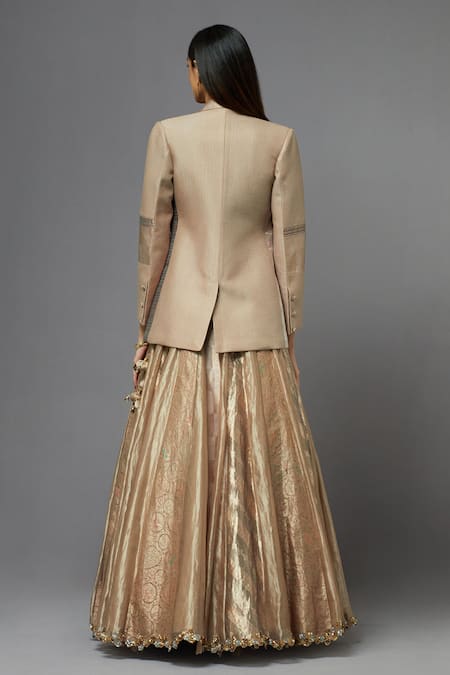 Aum By Asit And Ashima Floral Embroidered Blazer Lehenga Set 