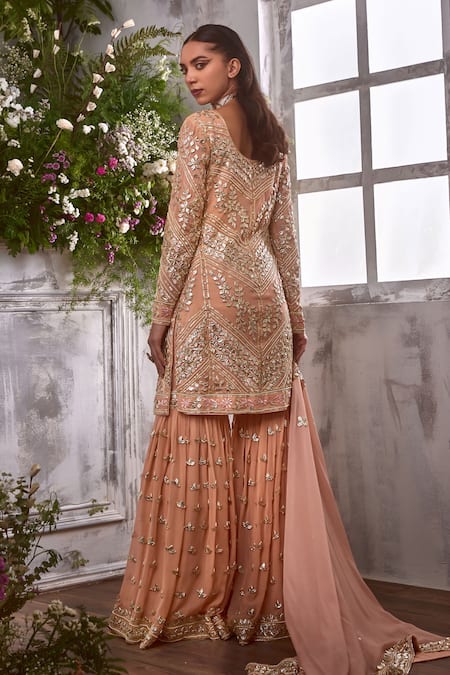 Shian Persian Fleur Gota & Pearl Embellished Kurta Gharara Set 