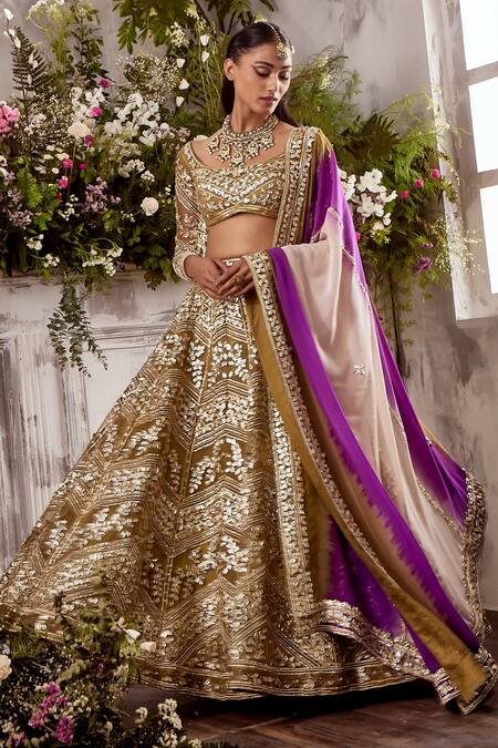 Buy Shian Green Organza Gota Patti, Pearls Ambrosia And Embellished Bridal Lehenga Set Online at Aza Fashions Buy_Shian_Green Organza Gota Patti, Pearls Ambrosia And Embellished Bridal Lehenga Set _Online_at_Aza_Fashions