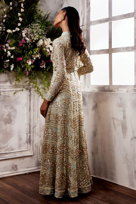 Shian Camellia Gota & Pearl Embellished Anarkali With Dupatta 