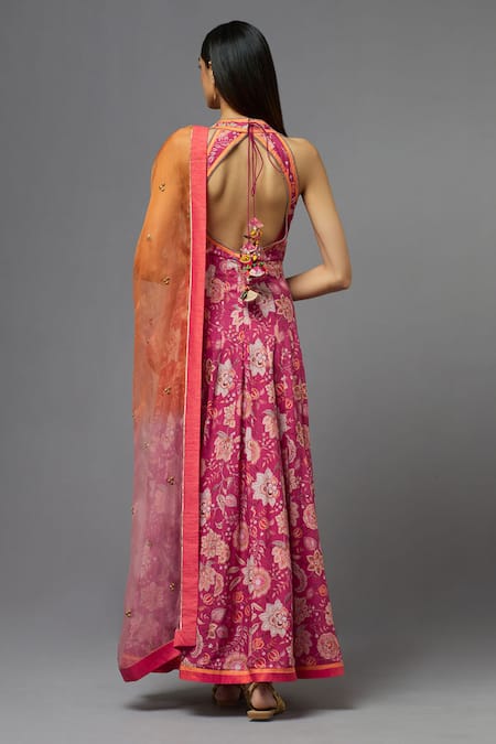 Aum By Asit And Ashima Embroidered Anarkali With Dupatta 