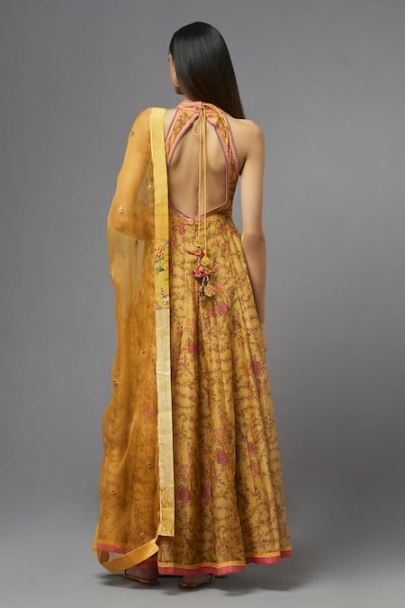 Aum By Asit And Ashima Floral Embroidered Anarkali With Dupatta 