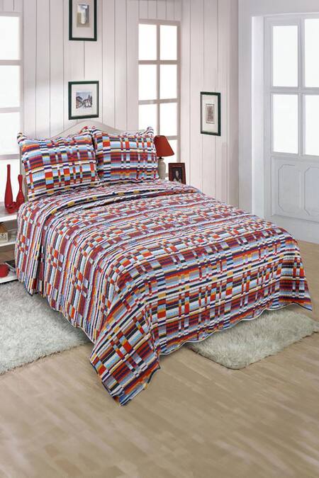 Quliting Tree Abstract Geometric Pattern Quilt With Pillow Covers 