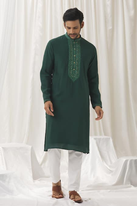 Alaya Advani Green Kurta Silk Embroidered Thread Placed With Pant 