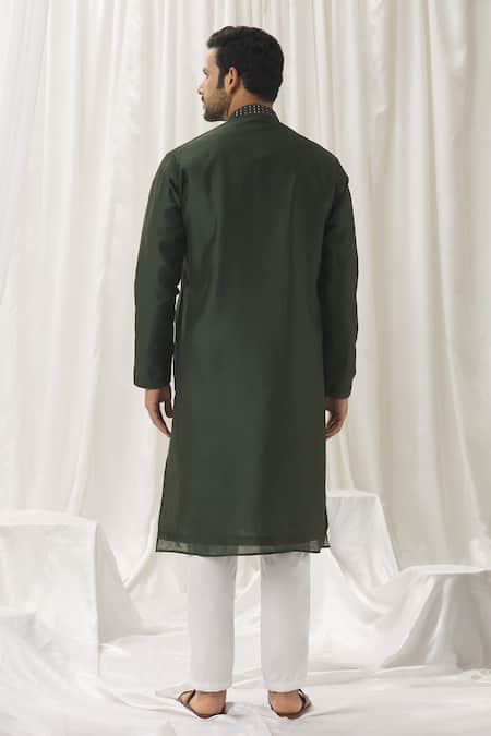 Shop Aariyana Couture Green Silk, Cotton, Polyester Mirrors Embellished Kurta With Pant at Aza Fashions Shop_Aariyana Couture_Green Silk, Cotton, Polyester Mirrors Embellished Kurta With Pant _at_Aza_Fashions