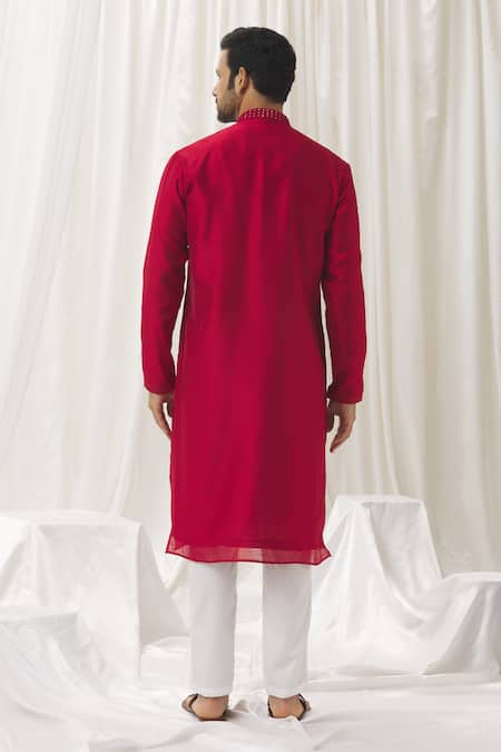 Shop Aariyana Couture Pink Silk, Cotton, Polyester Mirrors Pattern Kurta With Pant at Aza Fashions Shop_Aariyana Couture_Pink Silk, Cotton, Polyester Mirrors Pattern Kurta With Pant _at_Aza_Fashions