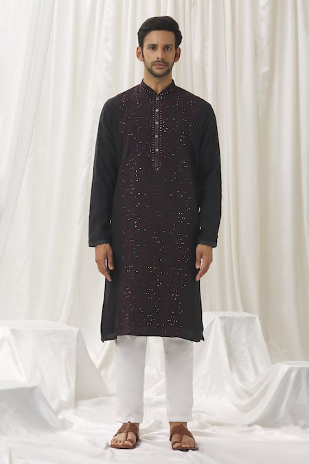 Buy Aariyana Couture Black Silk, Cotton, Polyester Embroidery, Mirrors Thread Floral Kurta With Pant Online at Aza Fashions Buy_Aariyana Couture_Black Silk, Cotton, Polyester Embroidery, Mirrors Thread Floral Kurta With Pant _Online_at_Aza_Fashions