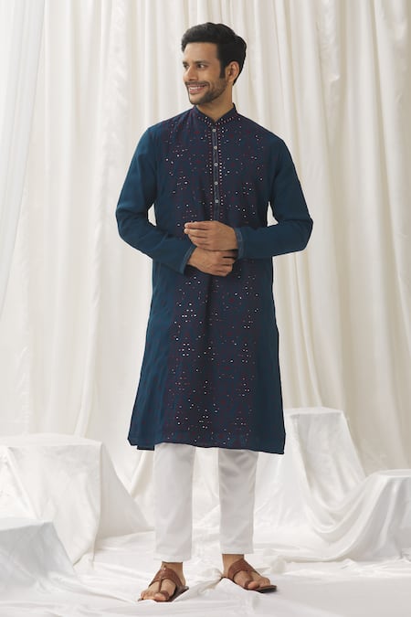 Alaya Advani Blue Kurta Silk Embellished Mirrorwork Flower Thread Embroidered With Pant