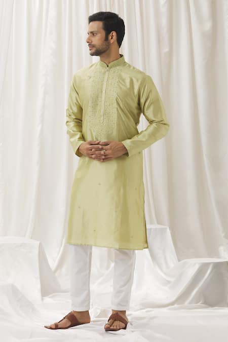 Buy Aariyana Couture Green Silk, Cotton, Polyester Embroidery Blossom Thread Kurta With Pant Online at Aza Fashions Buy_Aariyana Couture_Green Silk, Cotton, Polyester Embroidery Blossom Thread Kurta With Pant _Online_at_Aza_Fashions