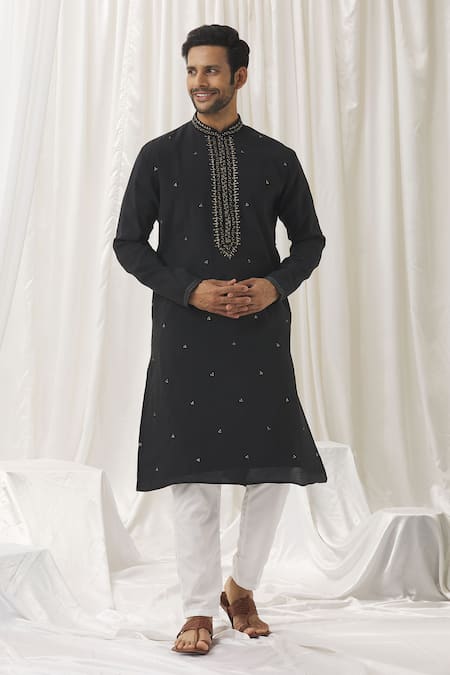 Alaya Advani Black Kurta Silk Embroidered Zari Foliage With Pant 