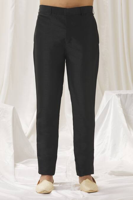 Aariyana Couture_Black Silk, Cotton, Polyester Embroidery Floral Bundi Kurta Set _at_Aza_Fashions