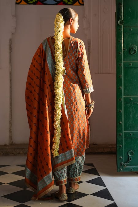 The Home Affair Sequin Embroidered Kurta Palazzo Set 