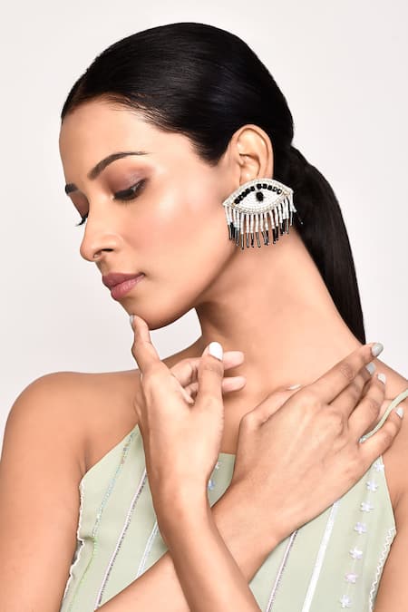 Samyukta Singhania Evil Eye Hand Embroidered Earrings 
