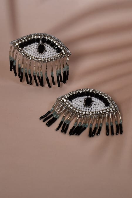 Handmade 2024 Embroidered Evil Eye Earrings