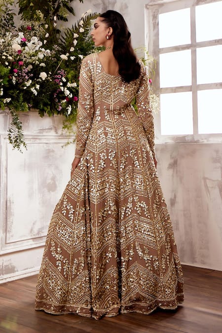 Shian Florence Gota & Pearl Embellished Anarkali With Dupatta 