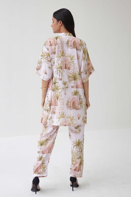 Label Kheerganga Pam Trees Print Kaftan Top With Pant 