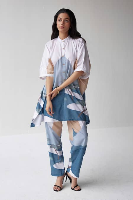 Label Kheerganga Abstract Mountain Print Kaftan Top With Pant 