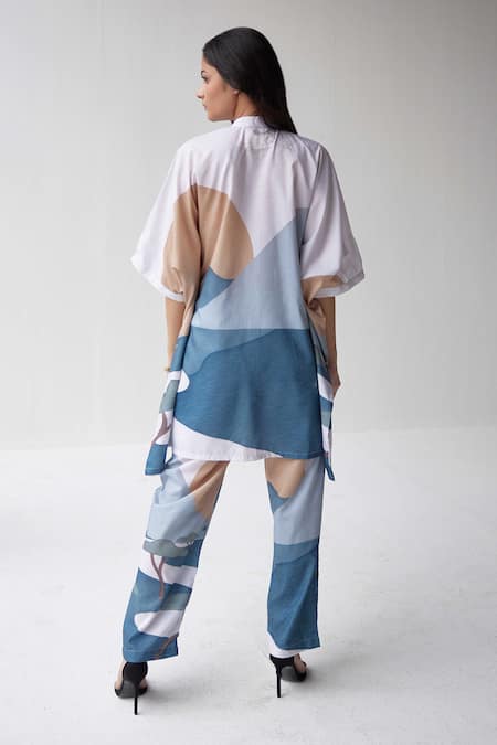 Label Kheerganga Abstract Mountain Print Kaftan Top With Pant 
