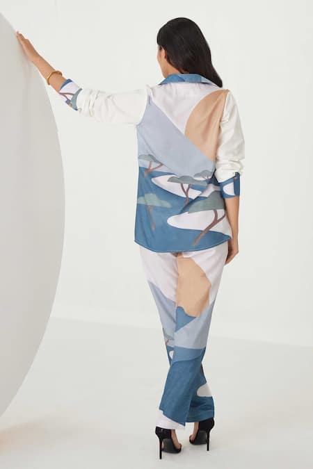 Label Kheerganga Abstract Scenery Print Shirt With Pant 