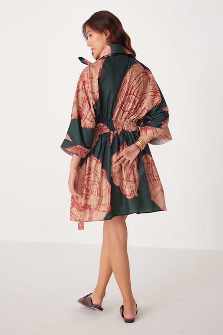 Label Kheerganga Sandy Shore Playboy Shell Print Tie-Up Dress 