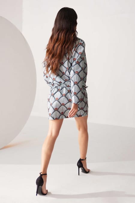 Label Kheerganga Art Deco Print Coat Dress 