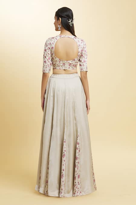 Naintara Bajaj Lotus Gardenia Print Lehenga Blouse Set 