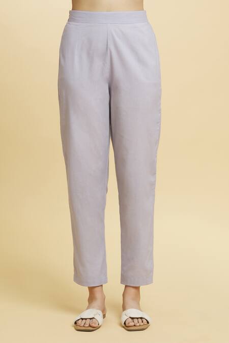 Buy_Adara Khan_Gray Cotton, Chanderi Lace, Embroidery Floral Anarkali Set With Dupatta _Online_at_Aza_Fashions