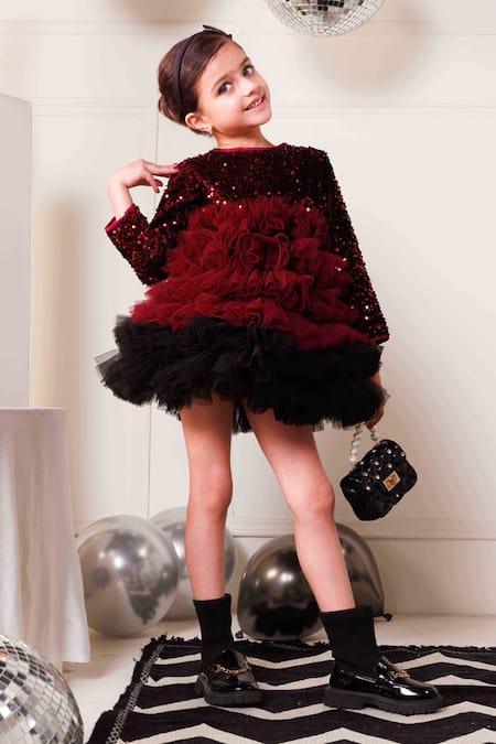 Buy Hoity Moppet Red Velvet Sequins Cherry Bomb Tulle Frilled Dress Online at Aza Fashions Buy_Hoity Moppet_Red Velvet Sequins Cherry Bomb Tulle Frilled Dress _Online_at_Aza_Fashions