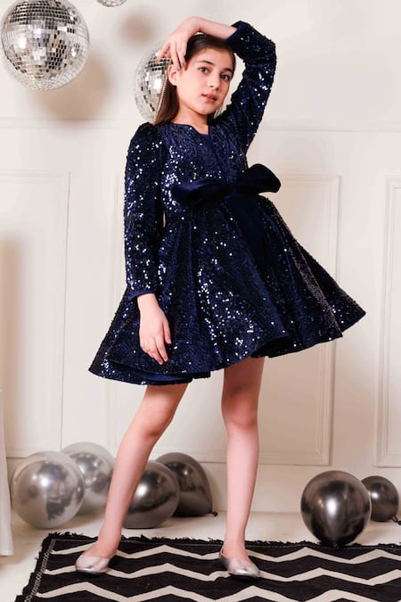 Girls blue sequin outlet dress