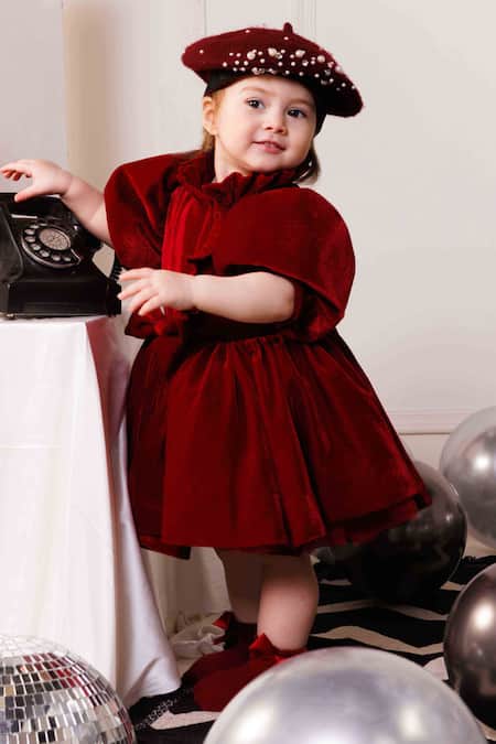 Shop_Hoity Moppet_Red Velvet Joy Dress _Online_at_Aza_Fashions