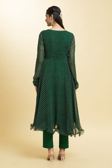 Naintara Bajaj Tree Top Leheriya Pattern Anarkali Set 