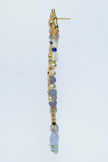 Kiara_Purple Gota Patti, Stones Floral Carved Chandbalis_Online_at_Aza_Fashions