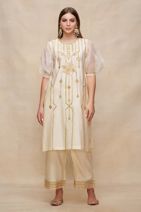 Gulabo by Abu Sandeep Gota Work Chanderi Kurta 