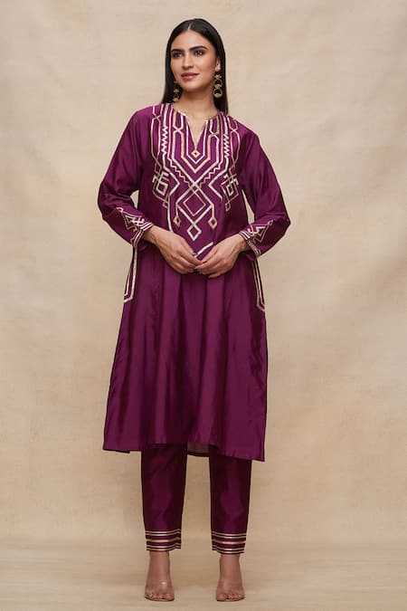 Gulabo by Abu Sandeep Chanderi Silk Gota Patti Embellished Kurta 