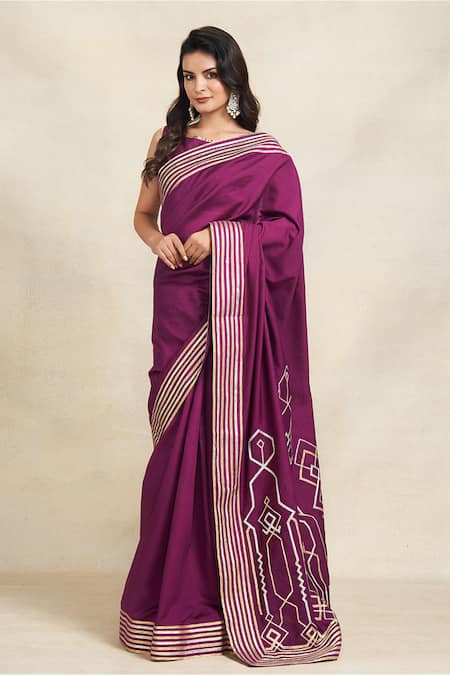 Gulabo by Abu Sandeep Chanderi Silk Gota Embellished Saree 