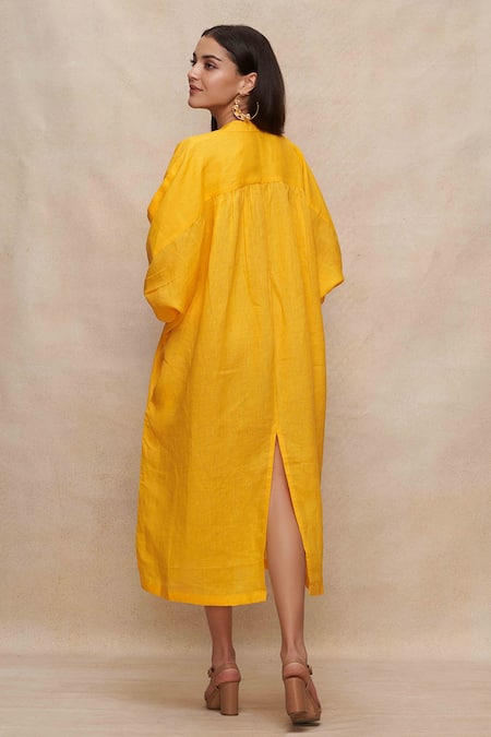 Gulabo By Abu Sandeep Linen Solid Kaftan Dress 