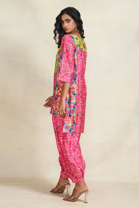 Buy_Gulabo By Abu Sandeep_Pink Chanderi Digital Printed Diamond Salwar  _Online_at_Aza_Fashions