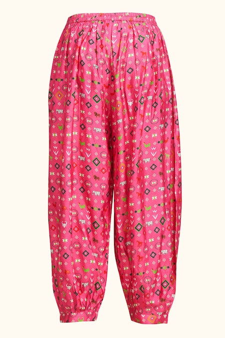 Gulabo By Abu Sandeep_Pink Chanderi Digital Printed Diamond Salwar  _at_Aza_Fashions