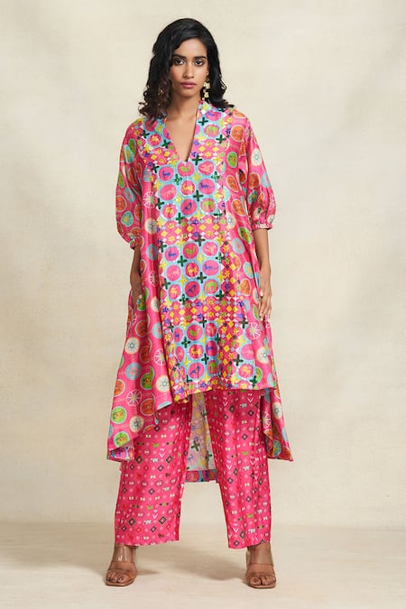 Gulabo by Abu Sandeep Chanderi Printed Panelled Tunic 