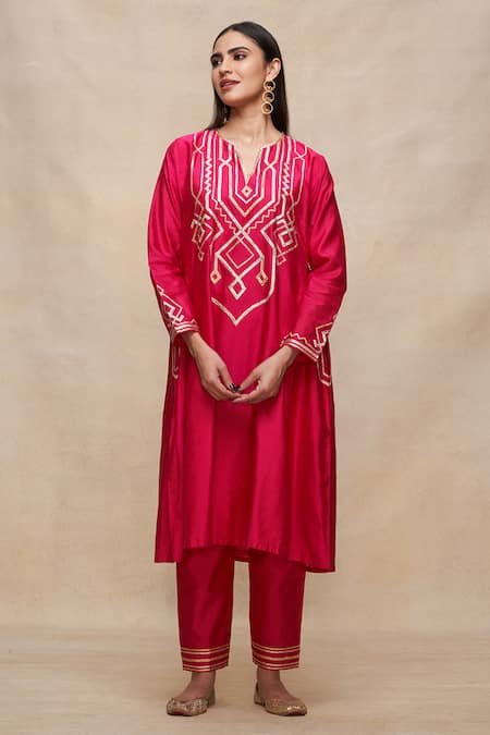 Gulabo by Abu Sandeep Chanderi Silk Embroidered A-Line Kurta 