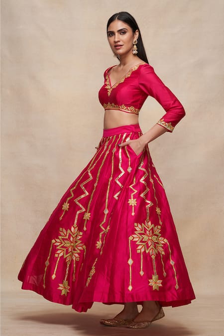 Gulabo by Abu Sandeep Chanderi Gota Embroidered Lehenga 