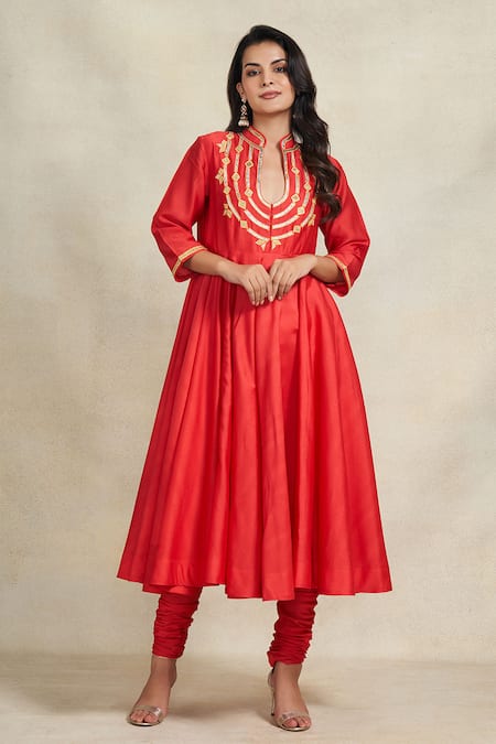 Gulabo By Abu Sandeep Chanderi Gota Work Anarkali 