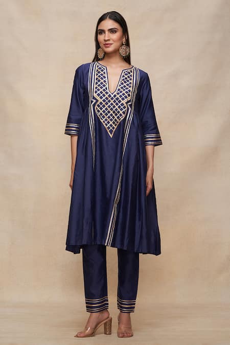 Gulabo by Abu Sandeep Chanderi Silk Gathered Kurta 