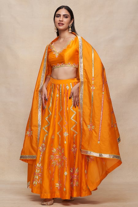 Gulabo by Abu Sandeep Chanderi Gota Embellished 8 Kali Lehenga 