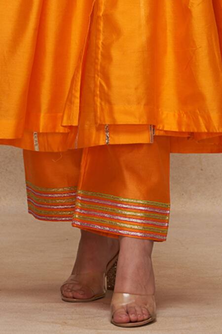 Buy Gulabo By Abu Sandeep Yellow Chanderi Embellished Gota Border Pant Online at Aza Fashions Buy_Gulabo By Abu Sandeep_Yellow Chanderi Embellished Gota Border Pant _Online_at_Aza_Fashions