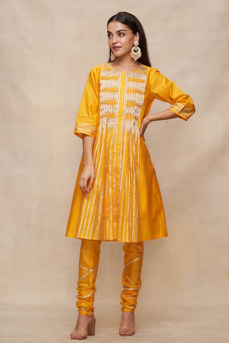 Gulabo by Abu Sandeep Pintucked Gota Embellished Tunic 