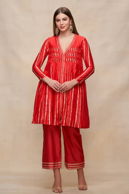 Gulabo by Abu Sandeep Pintucked Gota Embellished Kurta 